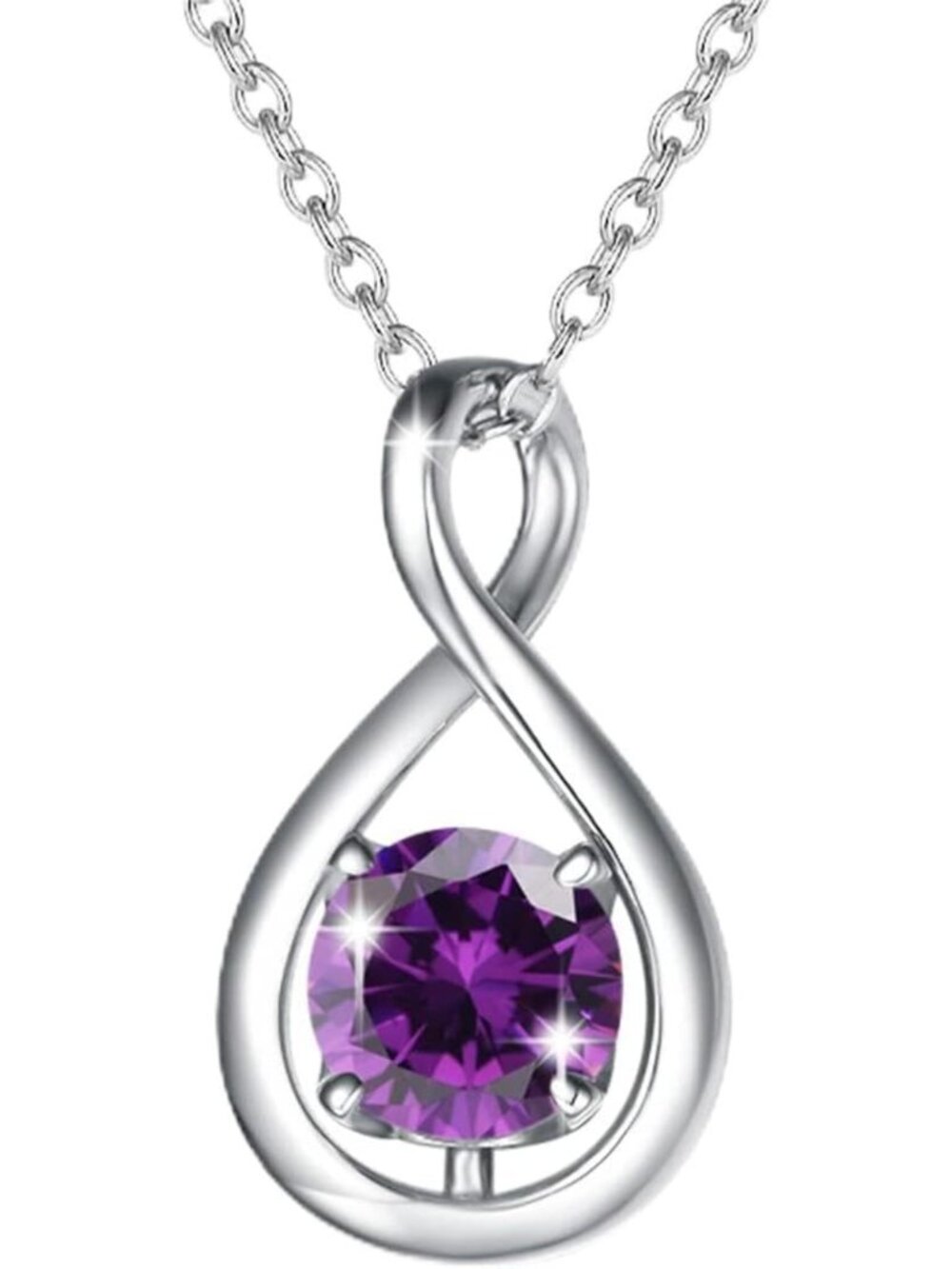 Dainty Infinity Birthstone Necklace for Women | Sterling Silver Pendant Gift